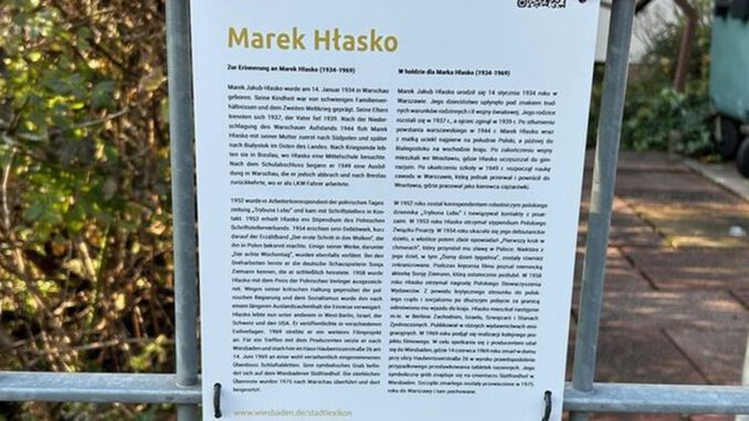 Wiesbaden bringt Gedenktafel für den polnischen Schriftsteller Marek Hłasko an Wiesbaden bringt Gedenktafel für den polnischen Schriftsteller Marek Hłasko an